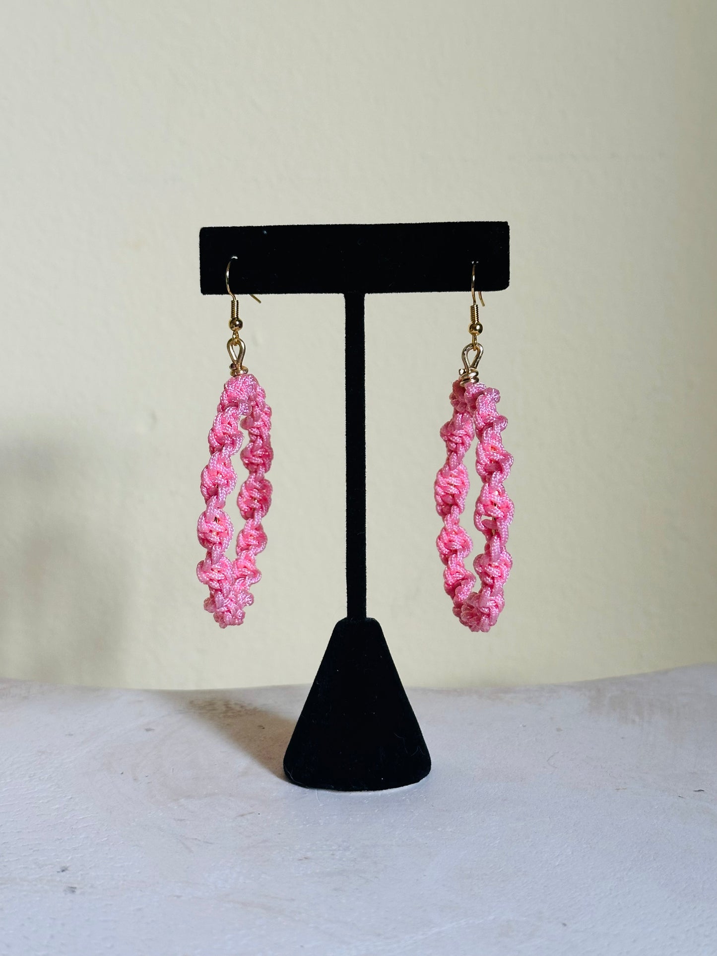 Baby Pink Twisted Hoops