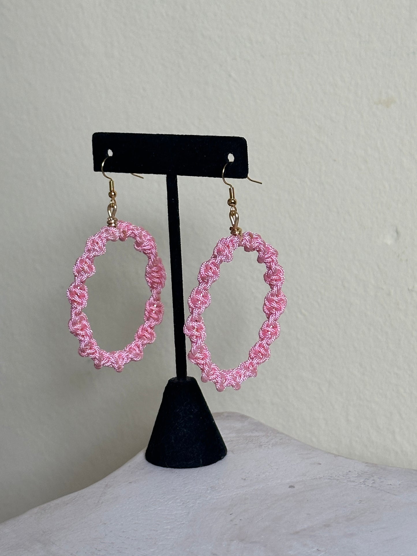 Baby Pink Twisted Hoops