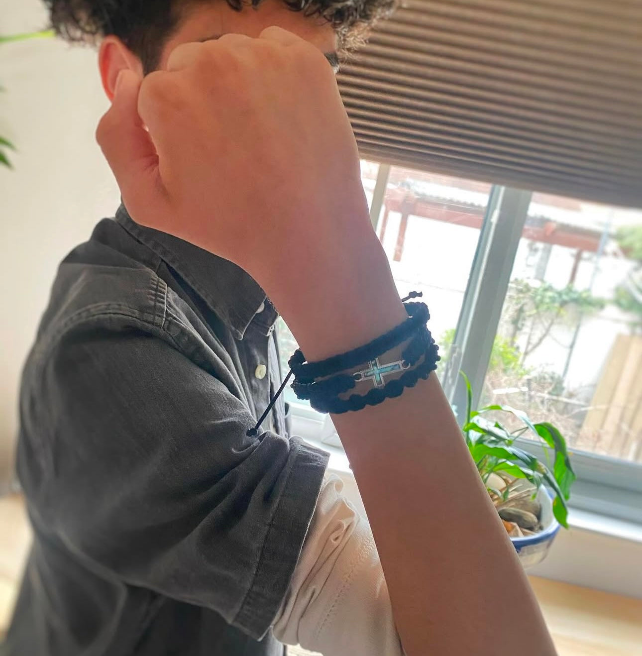 Black Cross Bracelet Set