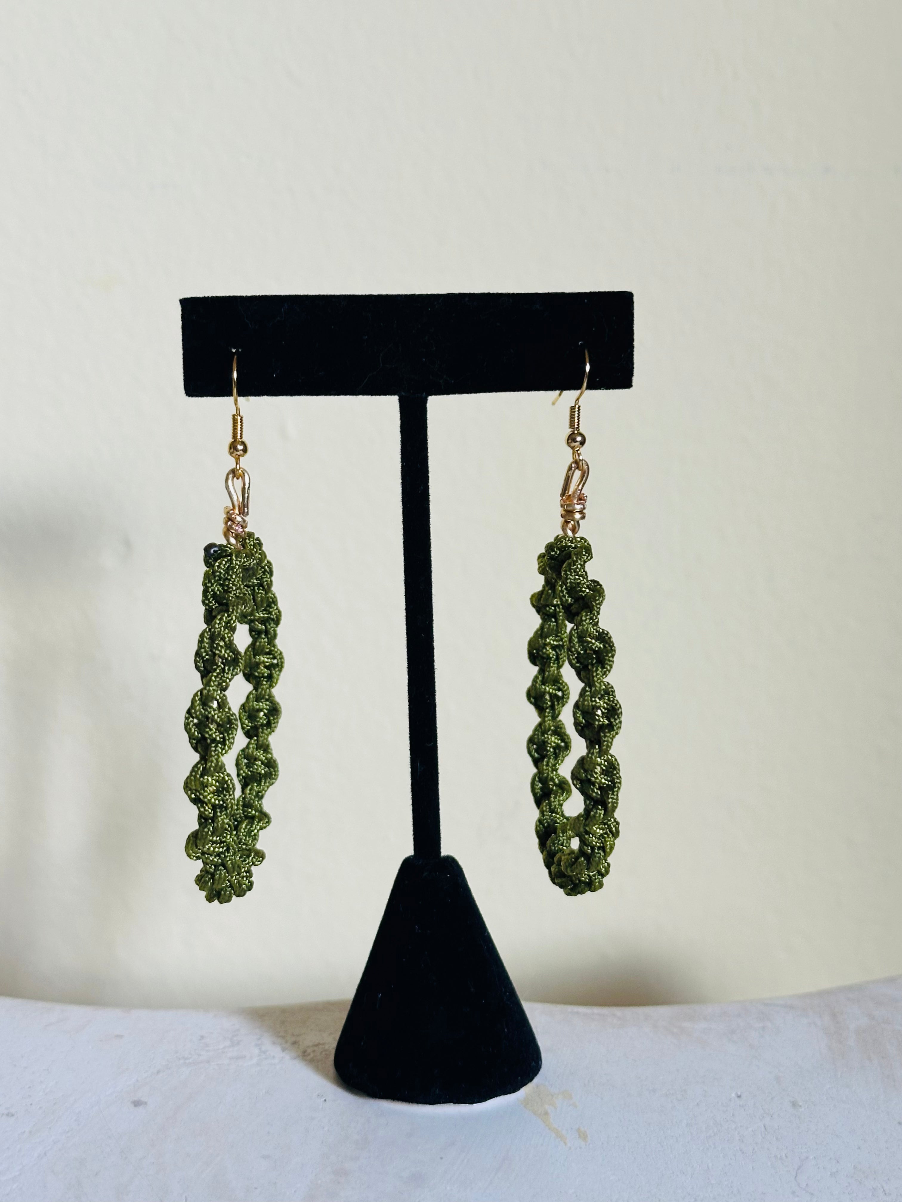 Olive Green Twisted Earrings