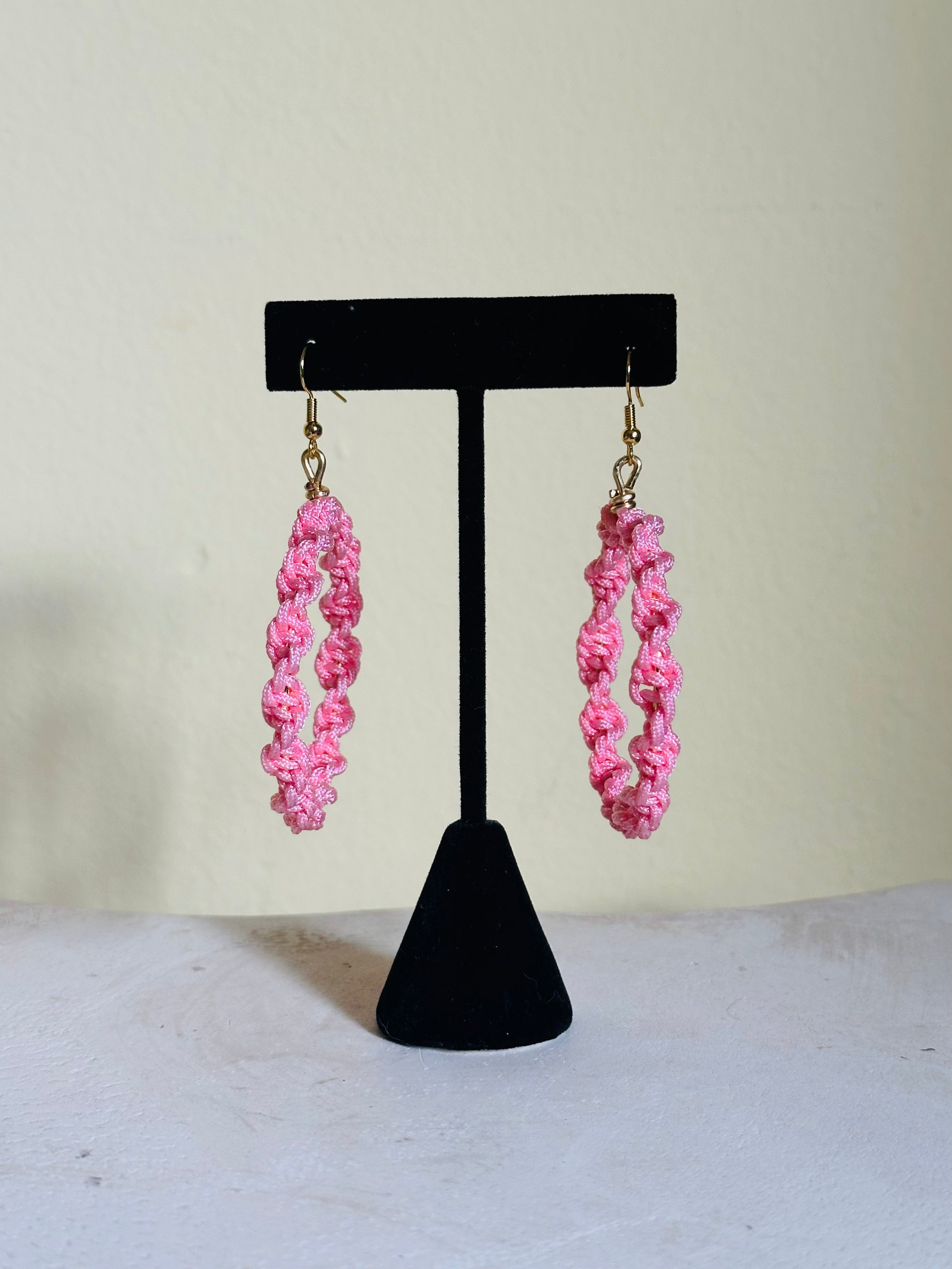 Baby Pink Twisted Hoops