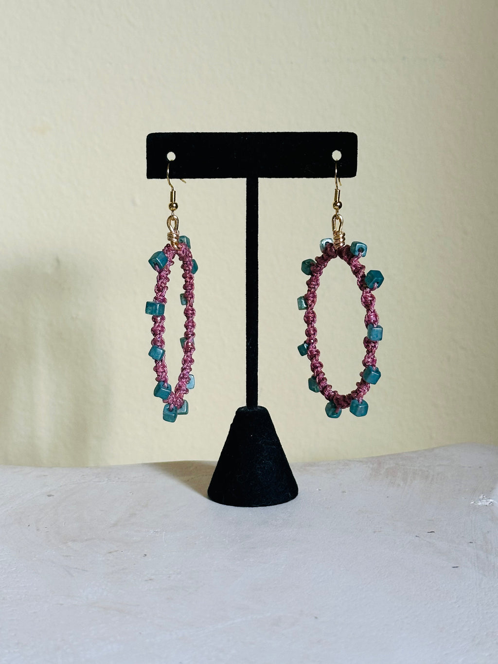 Blue and Pink Hoop Earrings