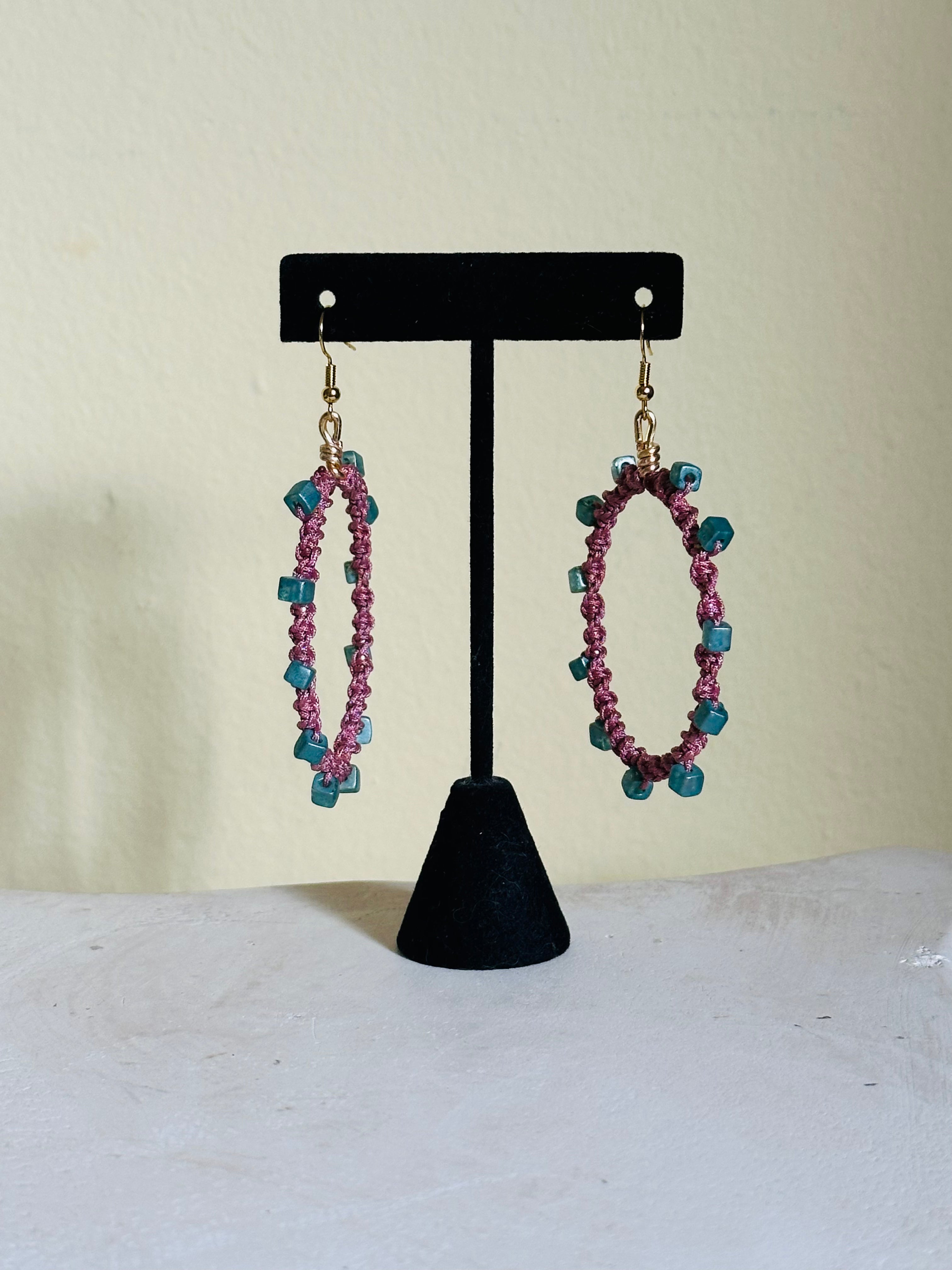 Blue and Pink Hoop Earrings