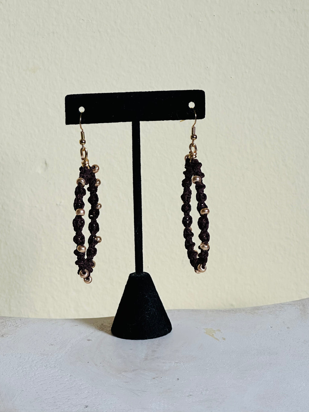 Gold Beads Twisted Hoops.