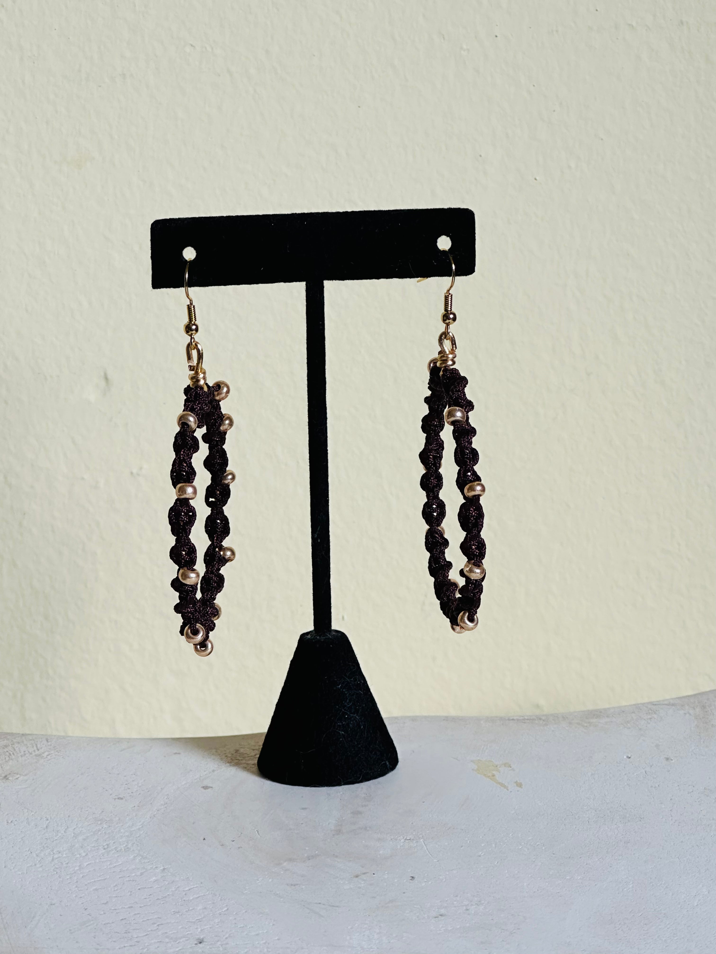 Gold Beads Twisted Hoops.