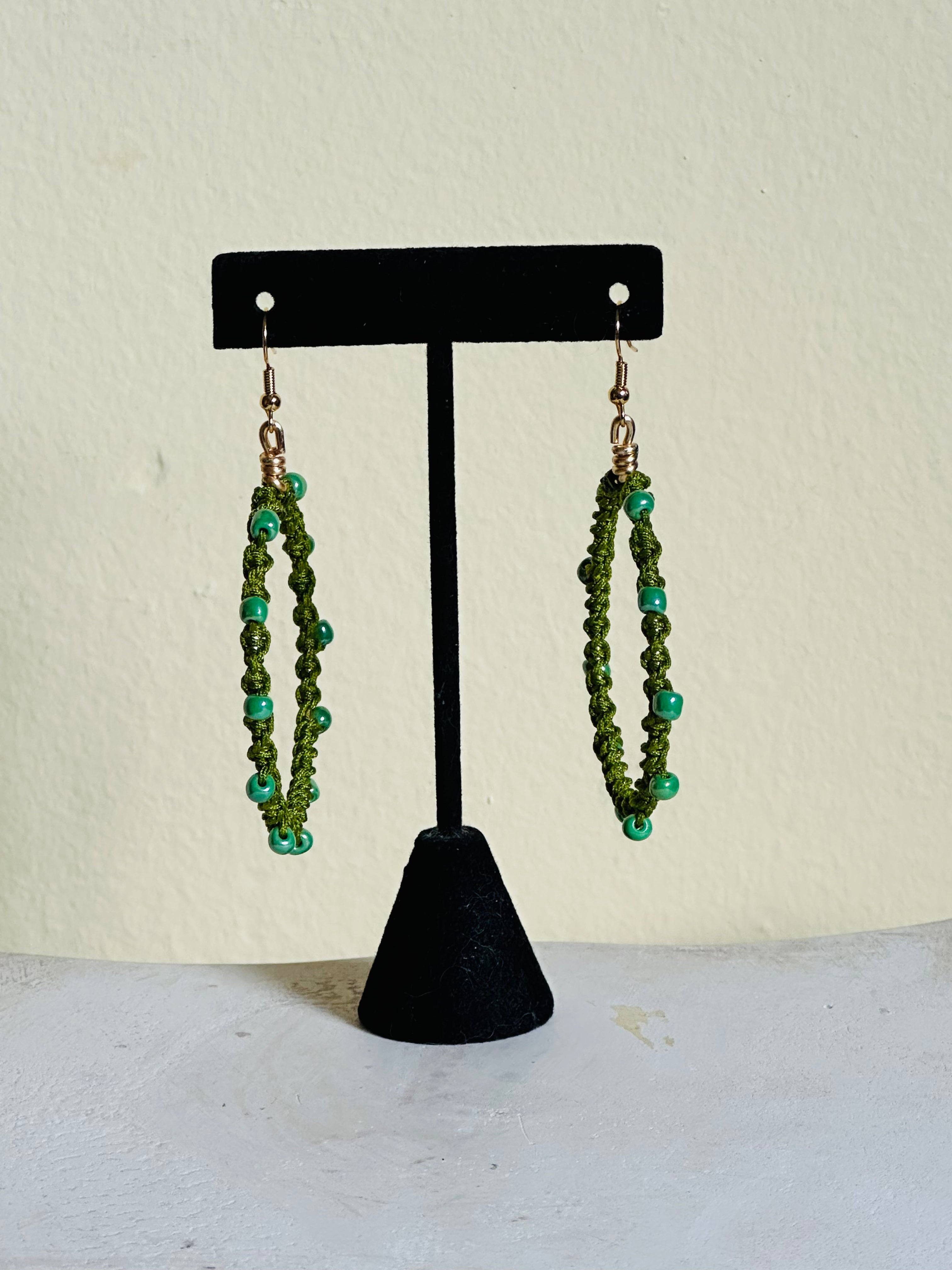 Olive Green Twisted Hoops