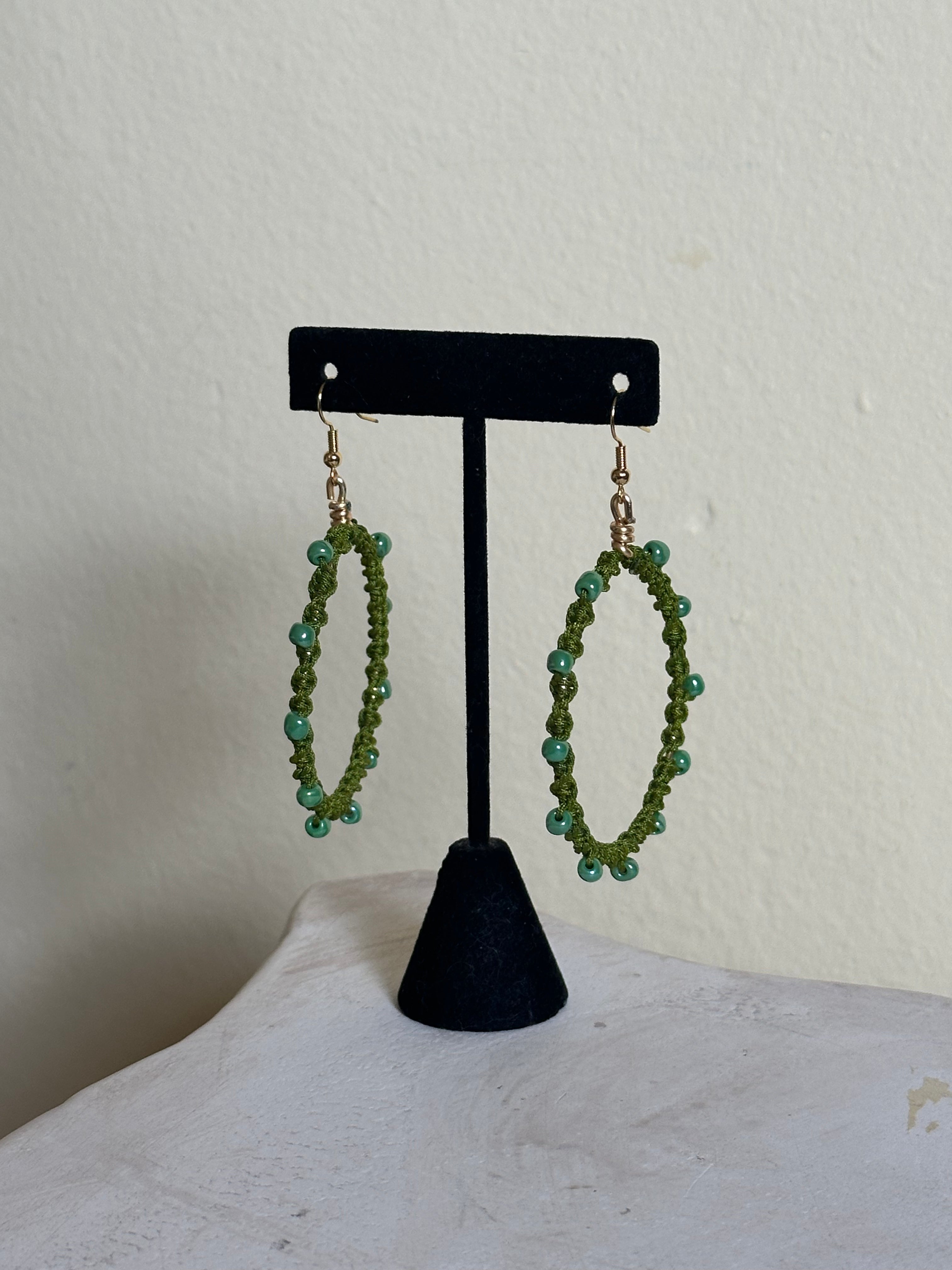 Olive Green Twisted Hoops