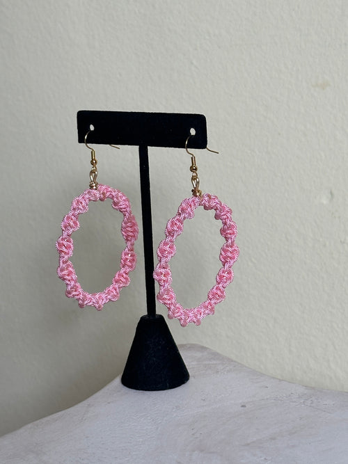 Baby Pink Twisted Hoops