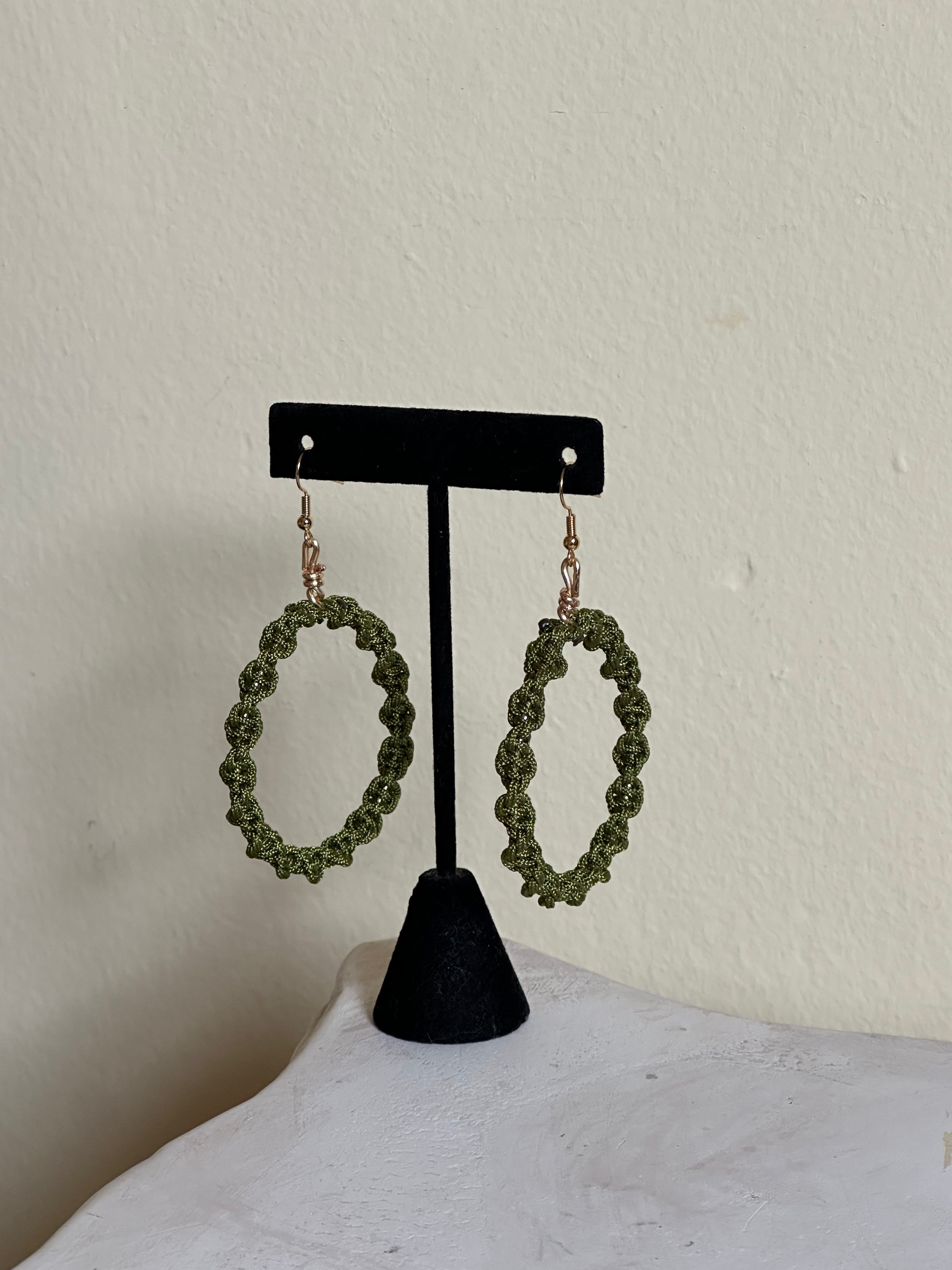 Olive Green Twisted Earrings