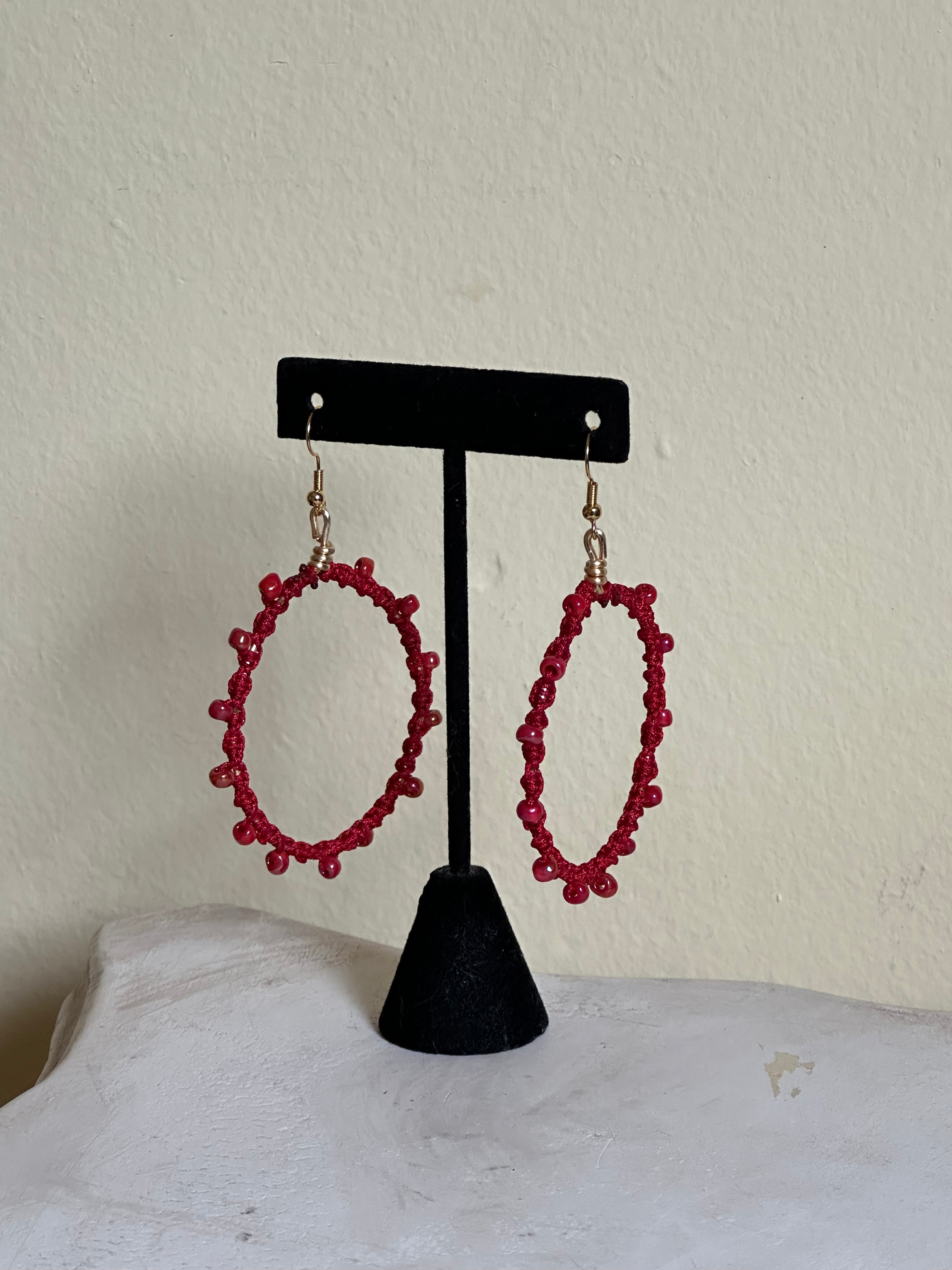 Red Beads Hoops