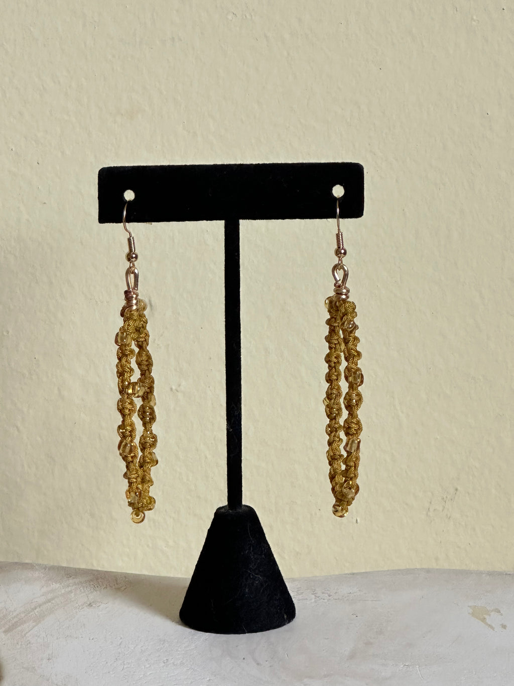 Gold Beads Twisted Hoops