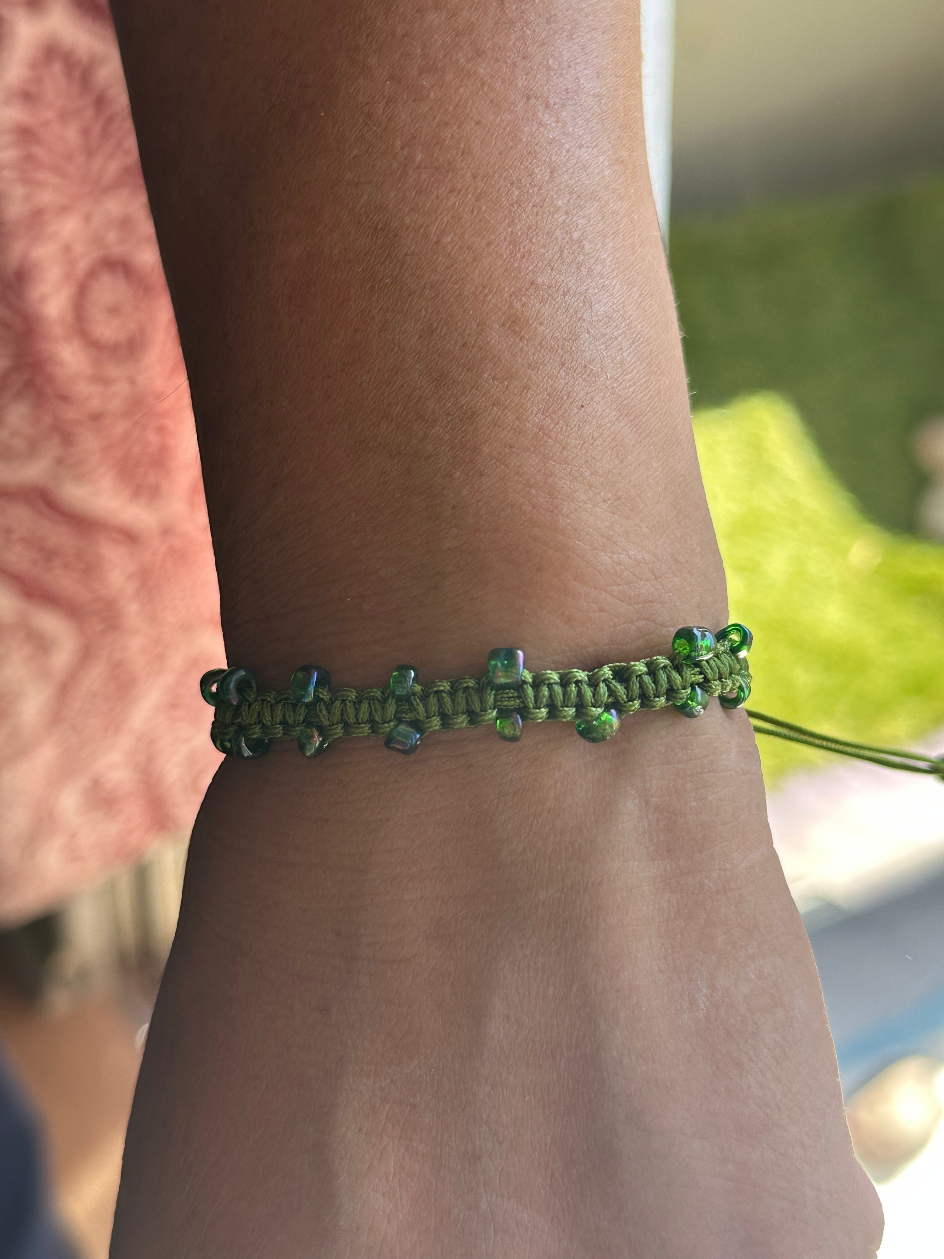 Olive Green Bead Bracelet