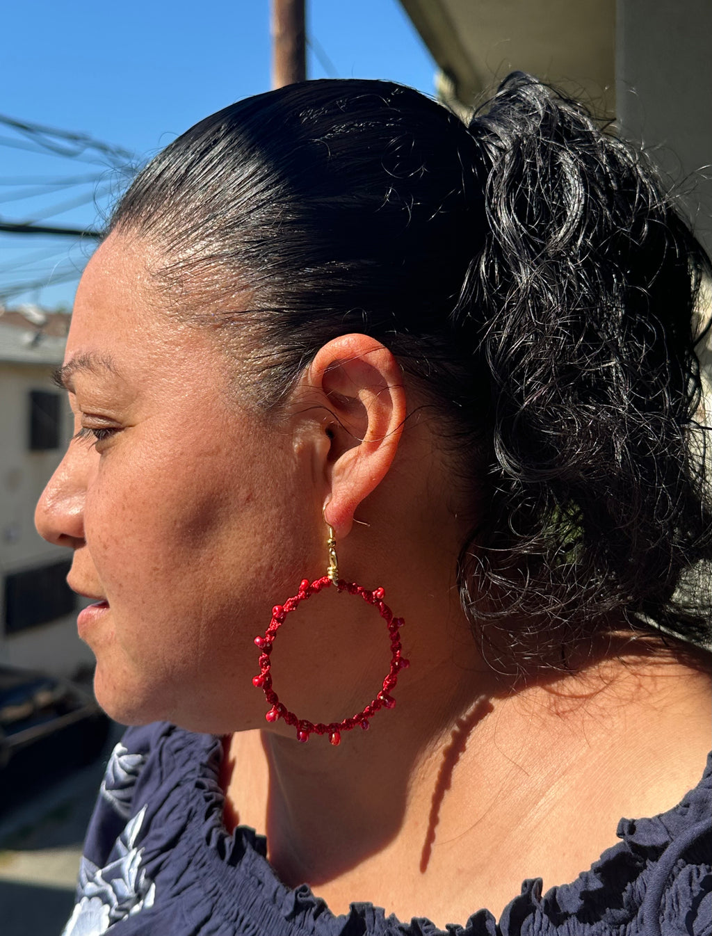 Red Beads Hoops