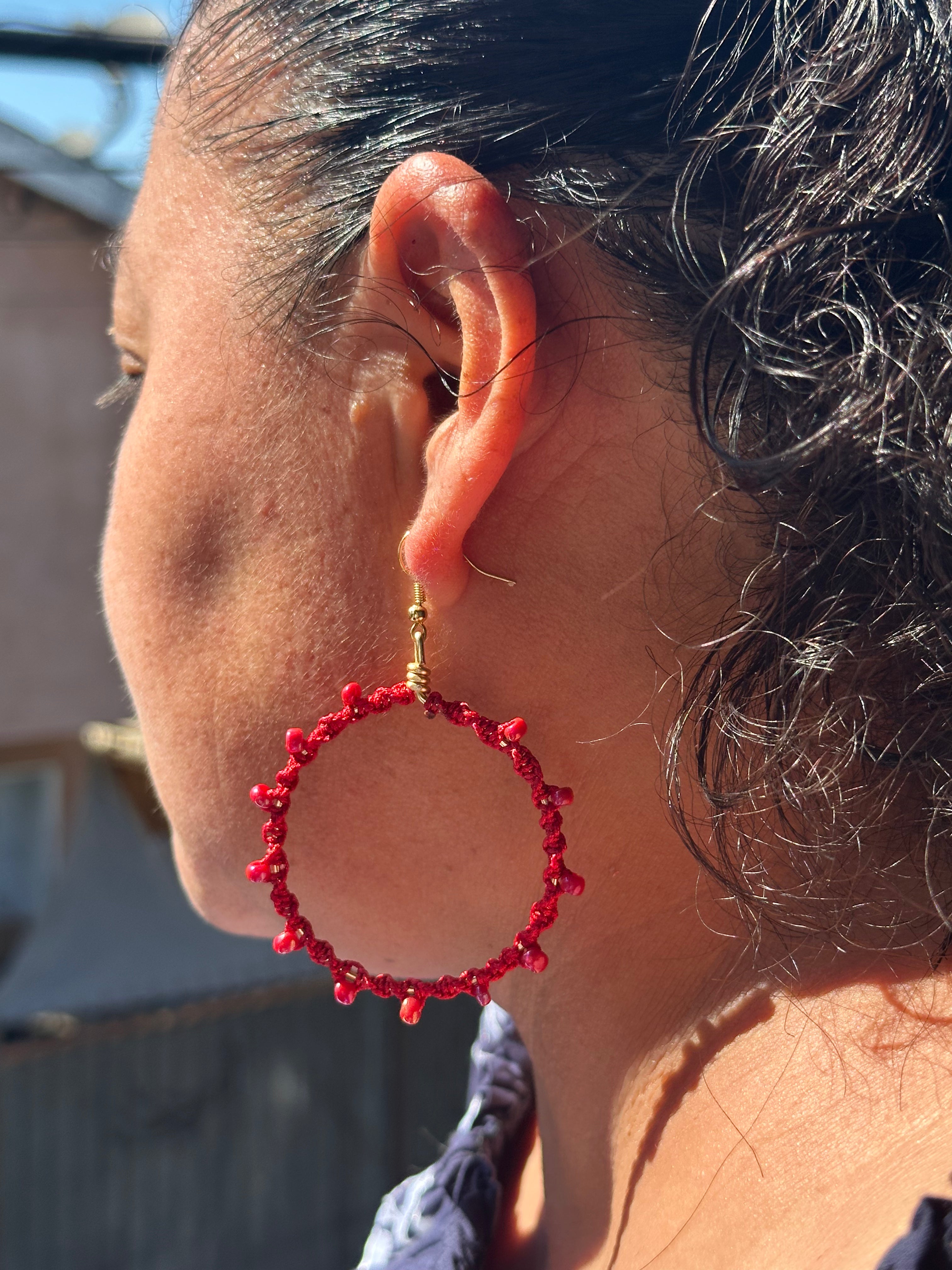 Red Beads Hoops