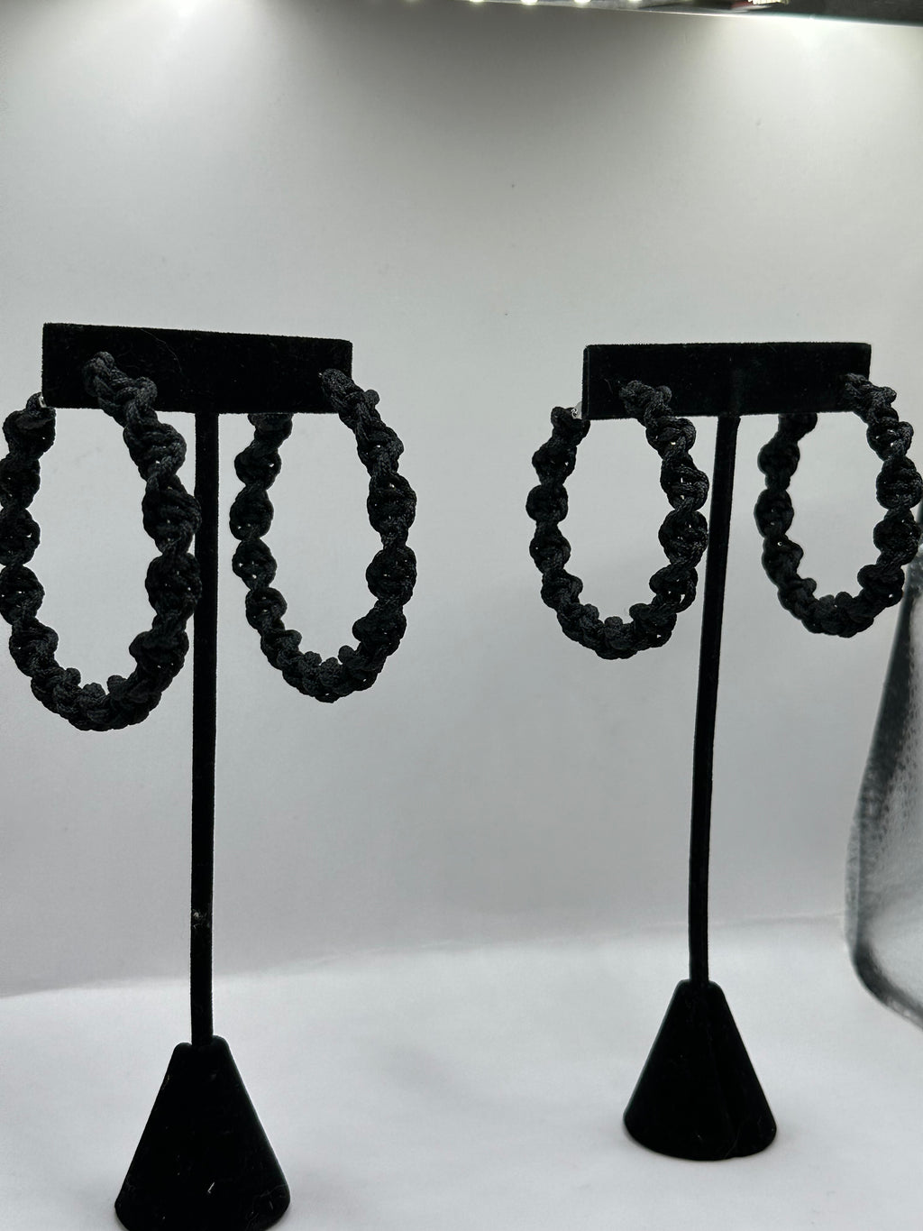 Black Twisted Hoops