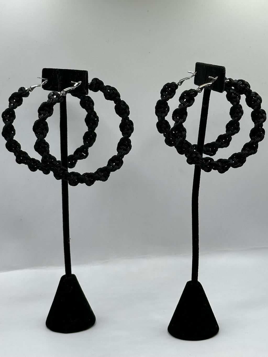 Black Twisted Hoops