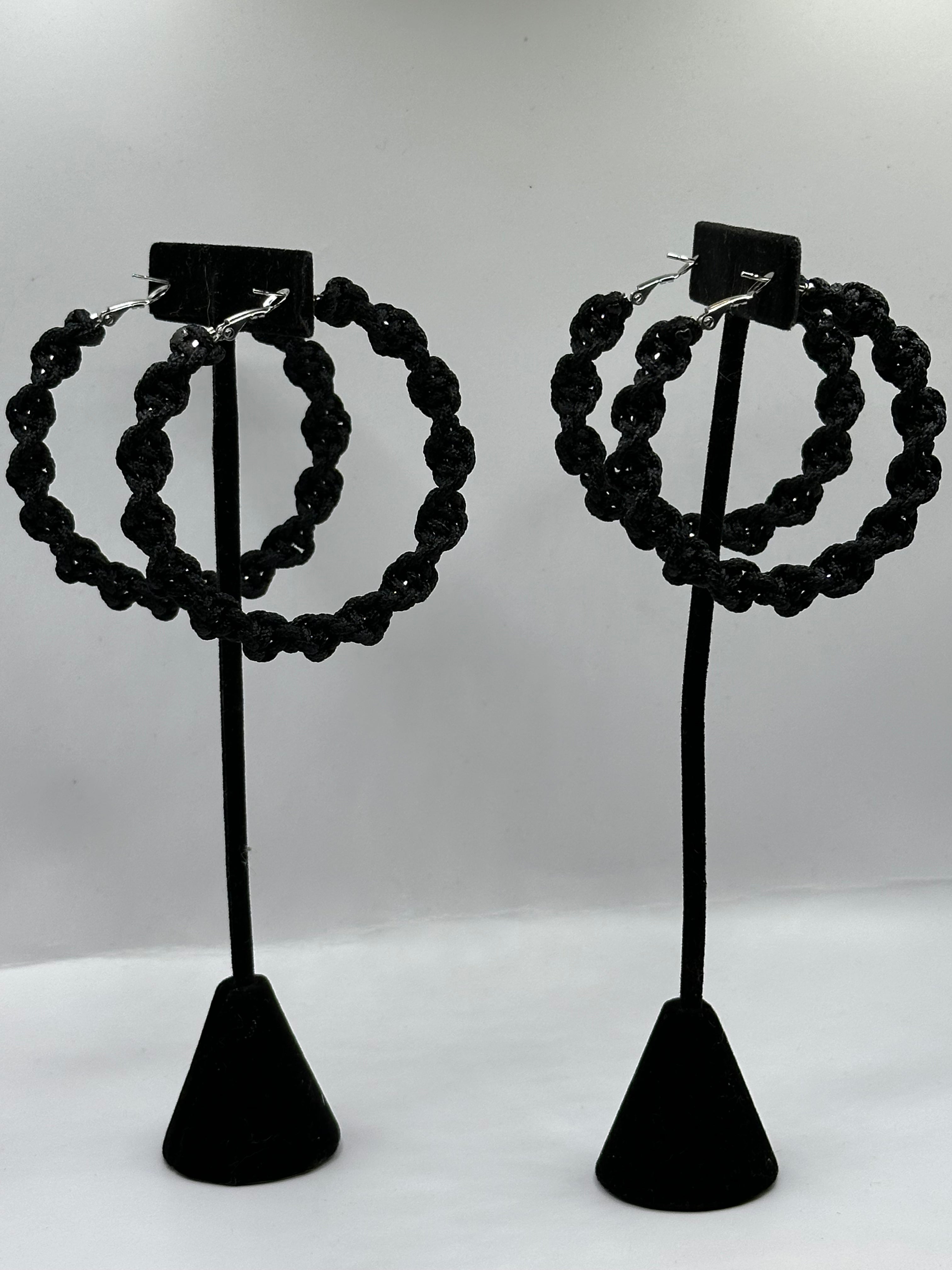 Black Twisted Hoops