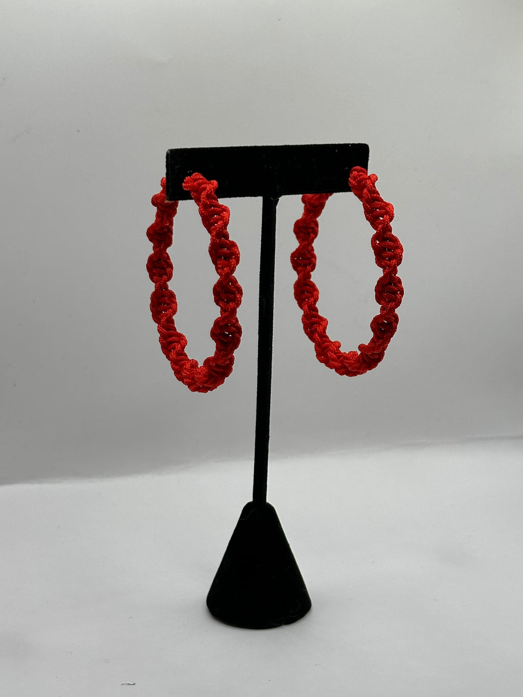 Red Twisted Hoops