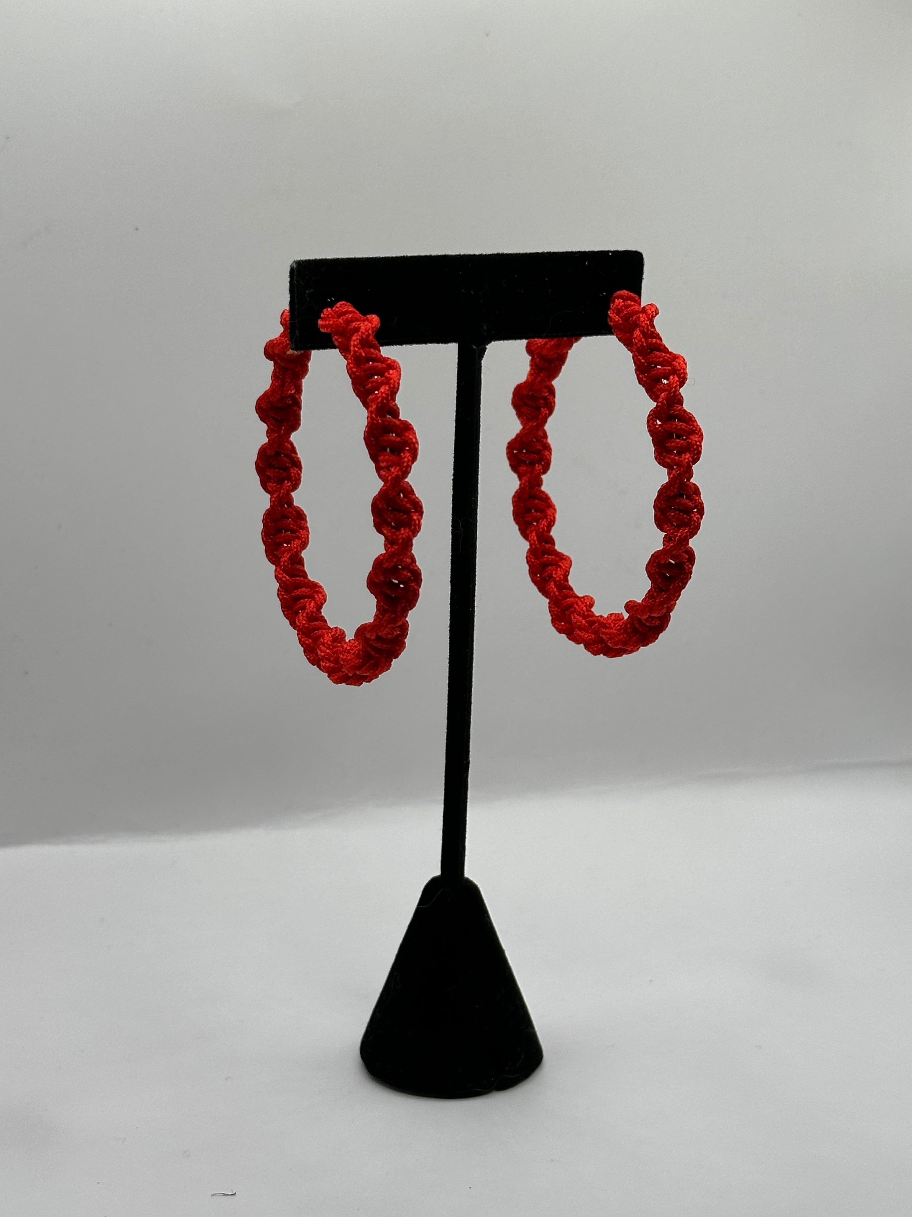 Red Twisted Hoops