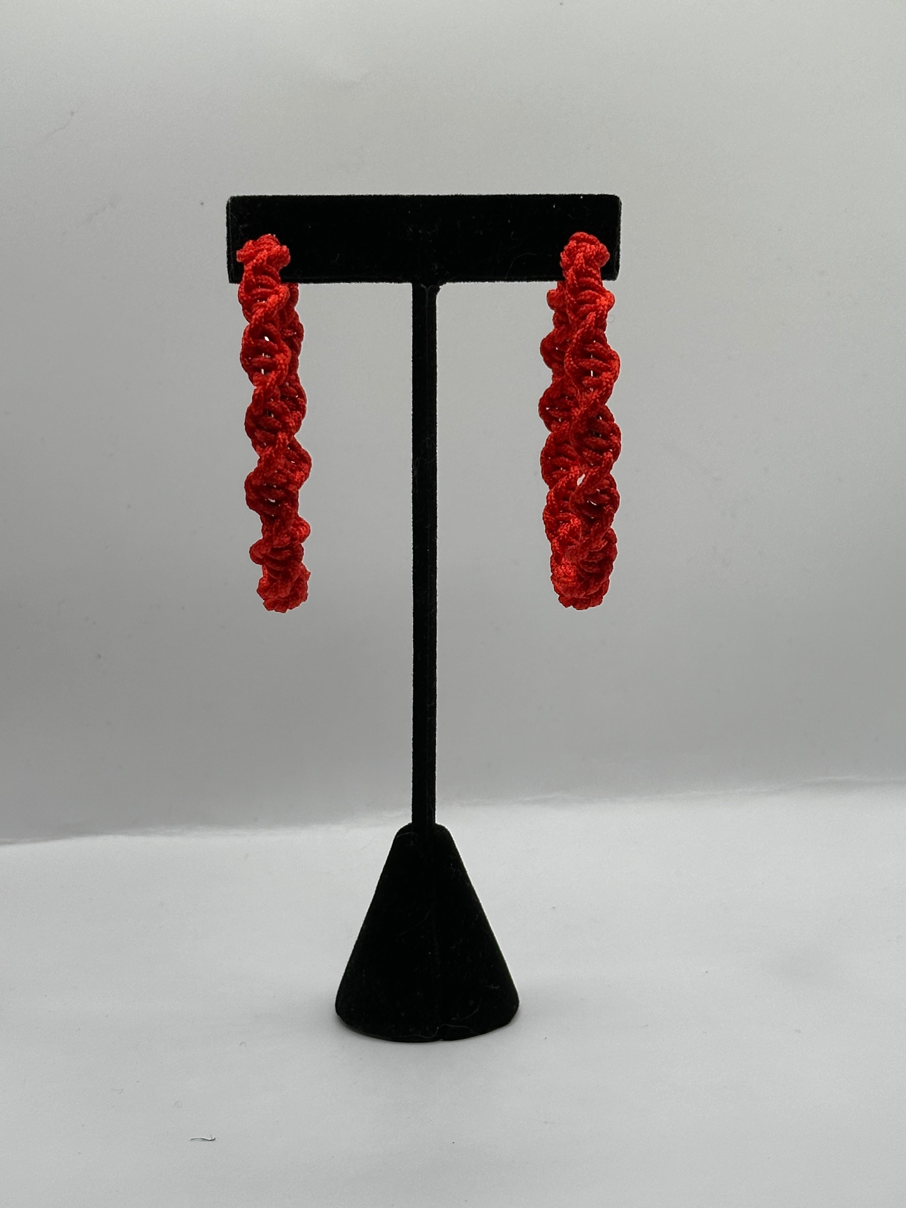 Red Twisted Hoops