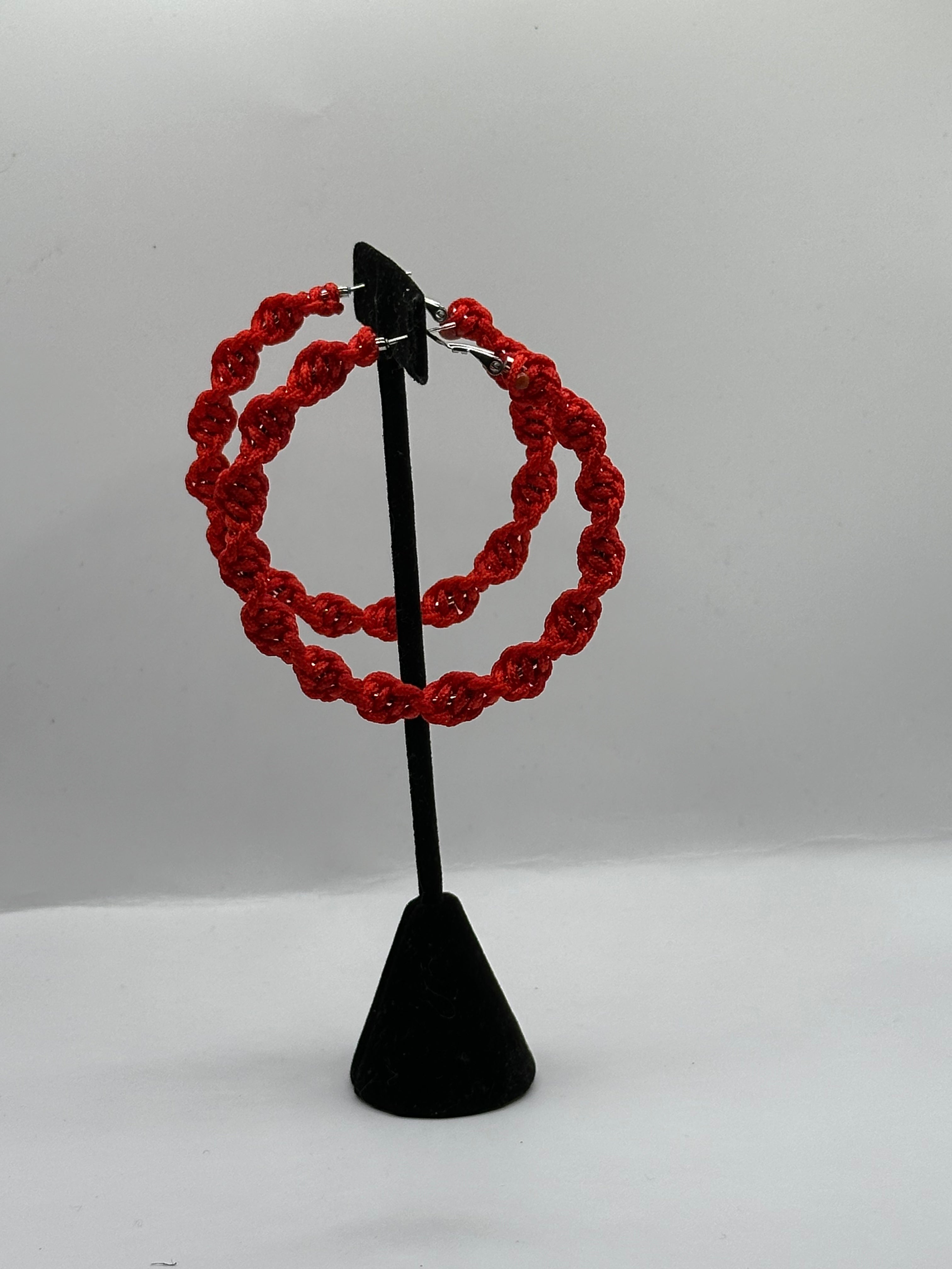 Red Twisted Hoops