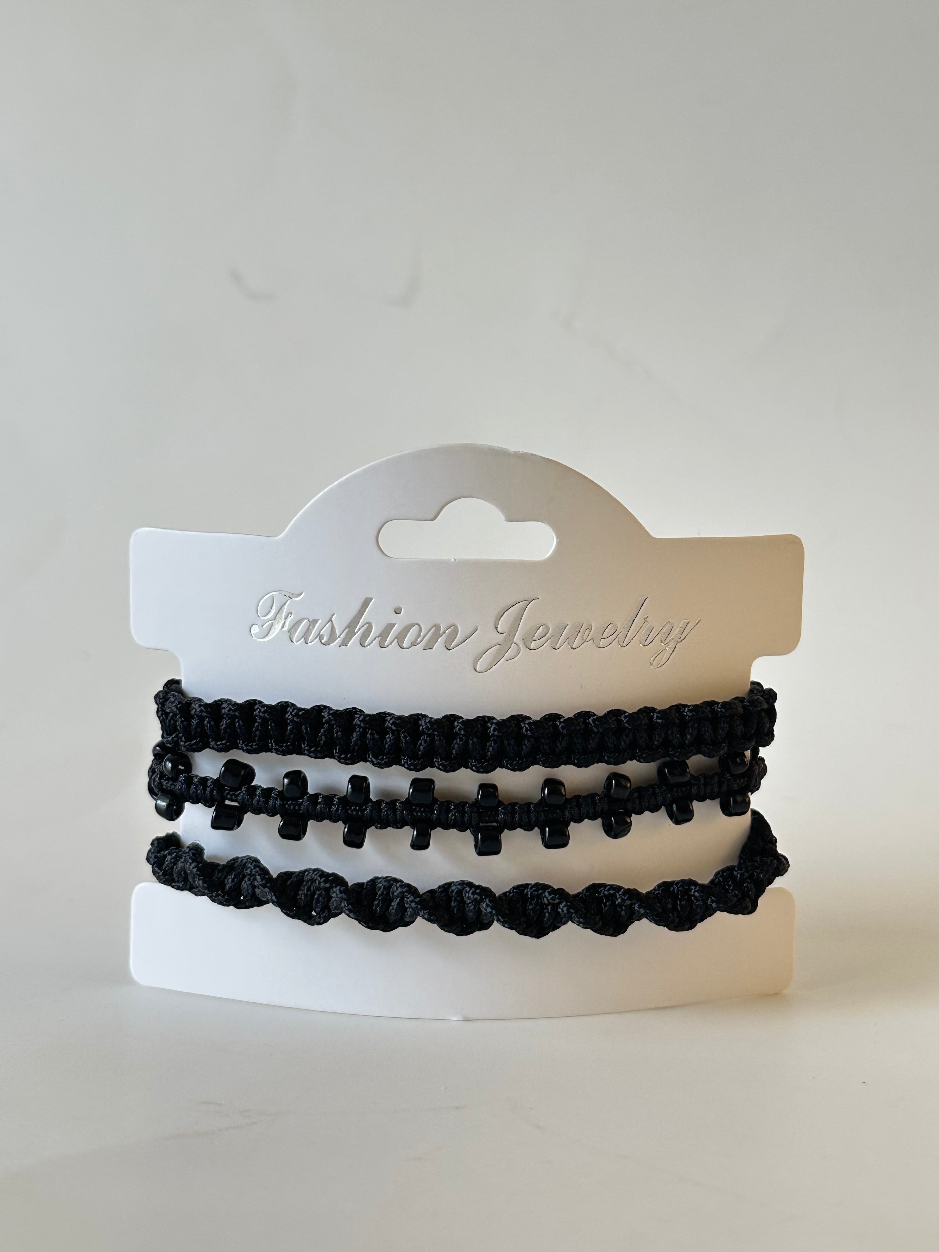 Black Bracelet Set
