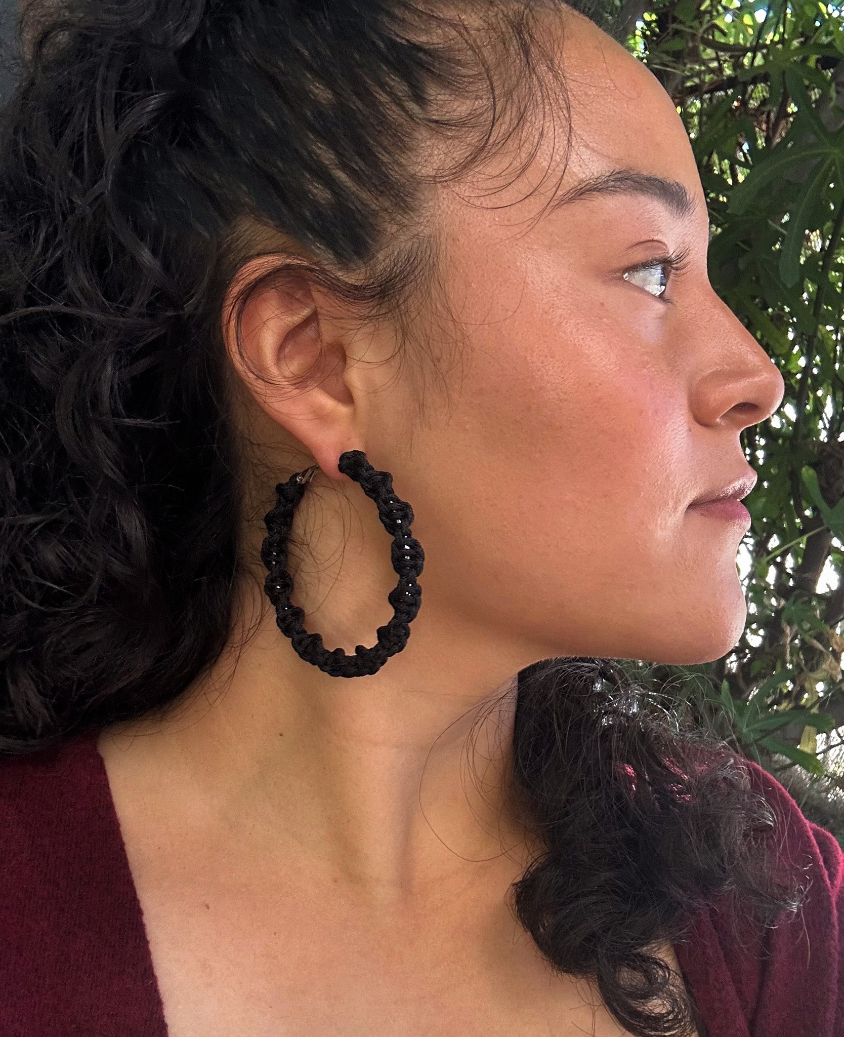 Black Twisted Hoops